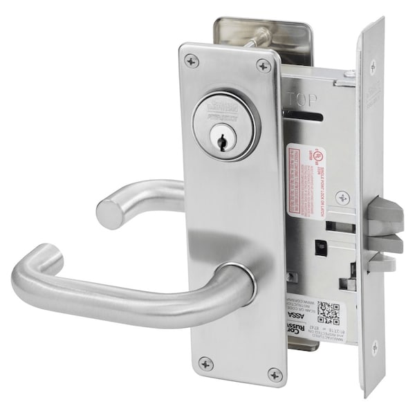 Storeroom or Closet Mortise Lock, LW Lever, N Escutcheon, Satin Chrome